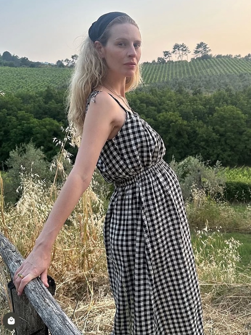 NWT Doen Leslie Linen Tie Strap A Line Midi Dress Marilyn Gingham Black White - Picture 6 of 15